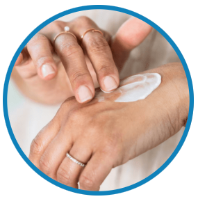 Applying cream to the target area