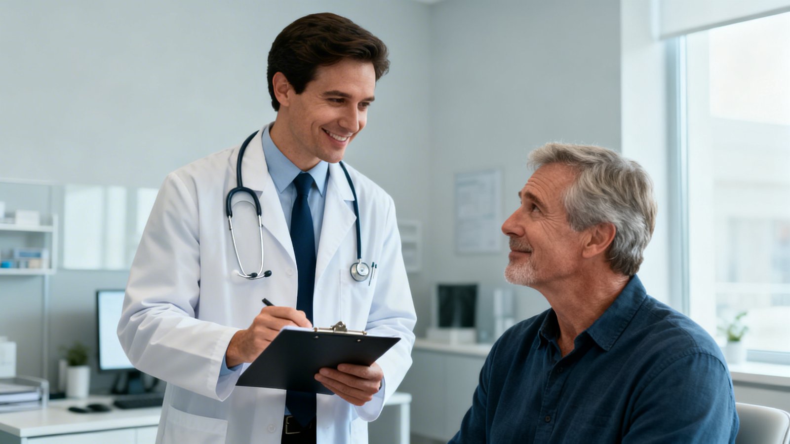Doctor explaining prostate health to a patient